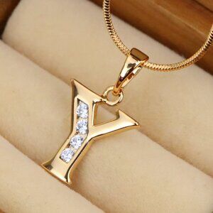 "Rose Gold Alphabet Y Pendant with Sparkling Crystals, XPPT1374